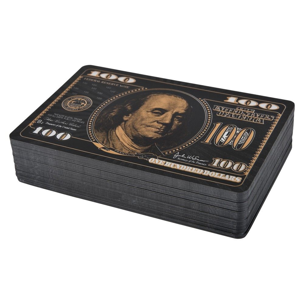 100 pieces Black Foil $100 Bill Playing Cards - Playing Cards & Dice