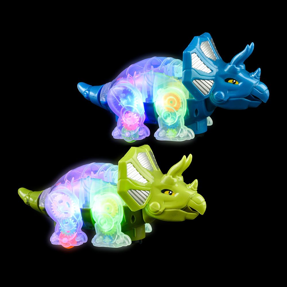 24 pieces 9.25" LighT-Up Gear Triceratops - Light Up Toys