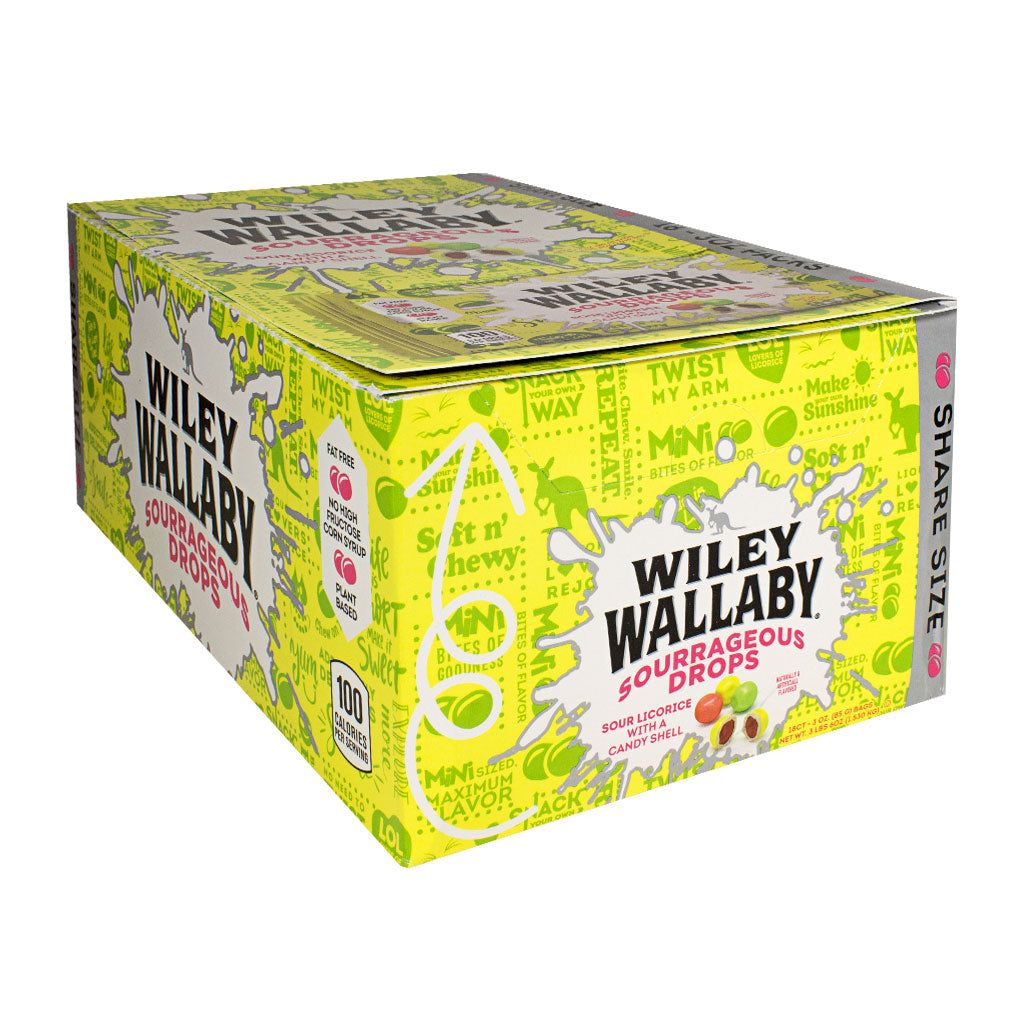 54 Wholesale Wiley Wallaby Sourrageous Licorice Drops - 3 oz.