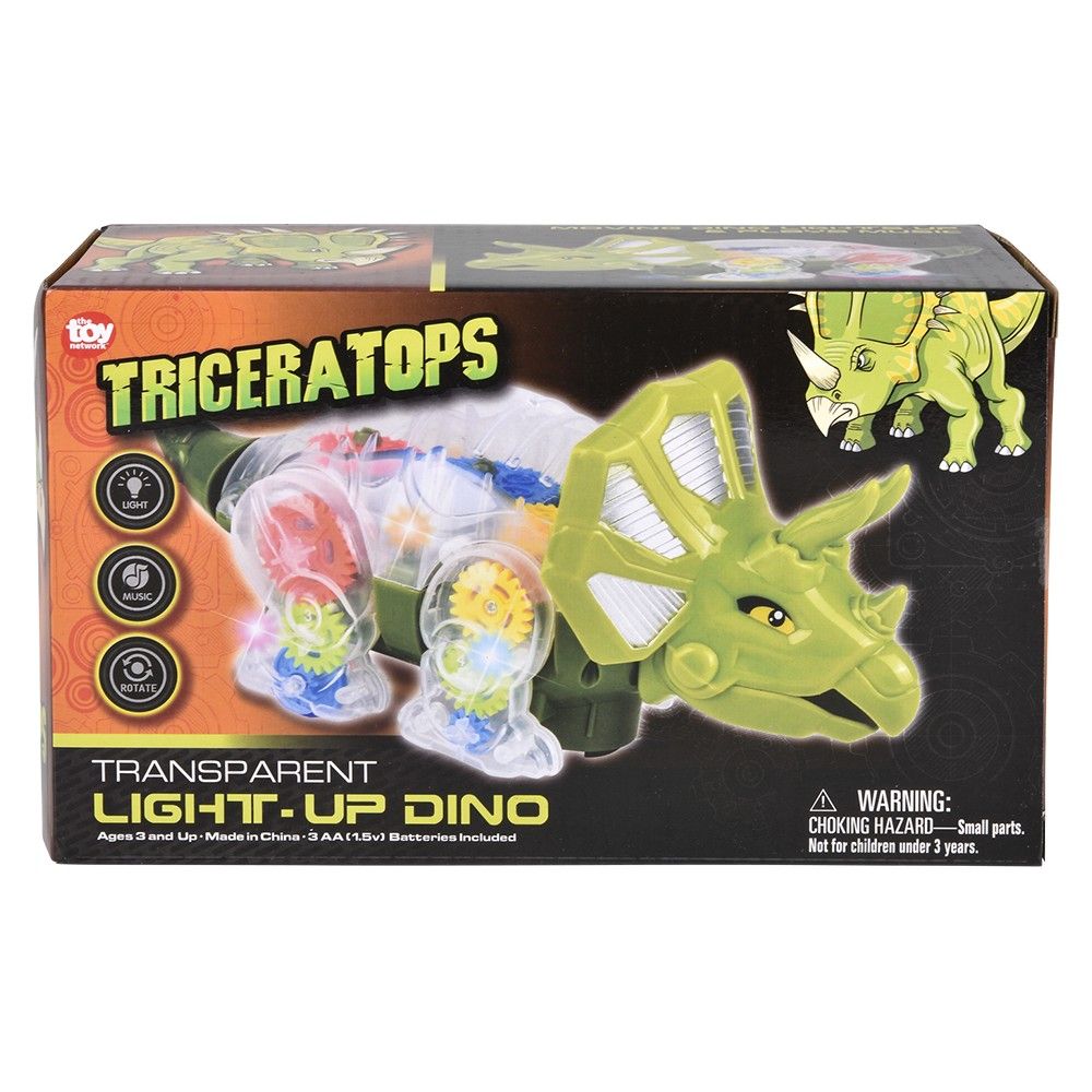 24 pieces 9.25" LighT-Up Gear Triceratops - Light Up Toys