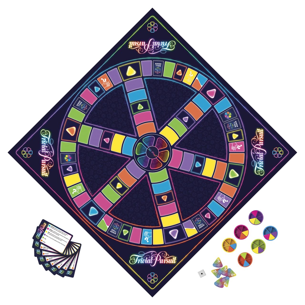 6 pieces Hasbro Trivial Pursuit Game - Refresh - Playing Cards & Dice