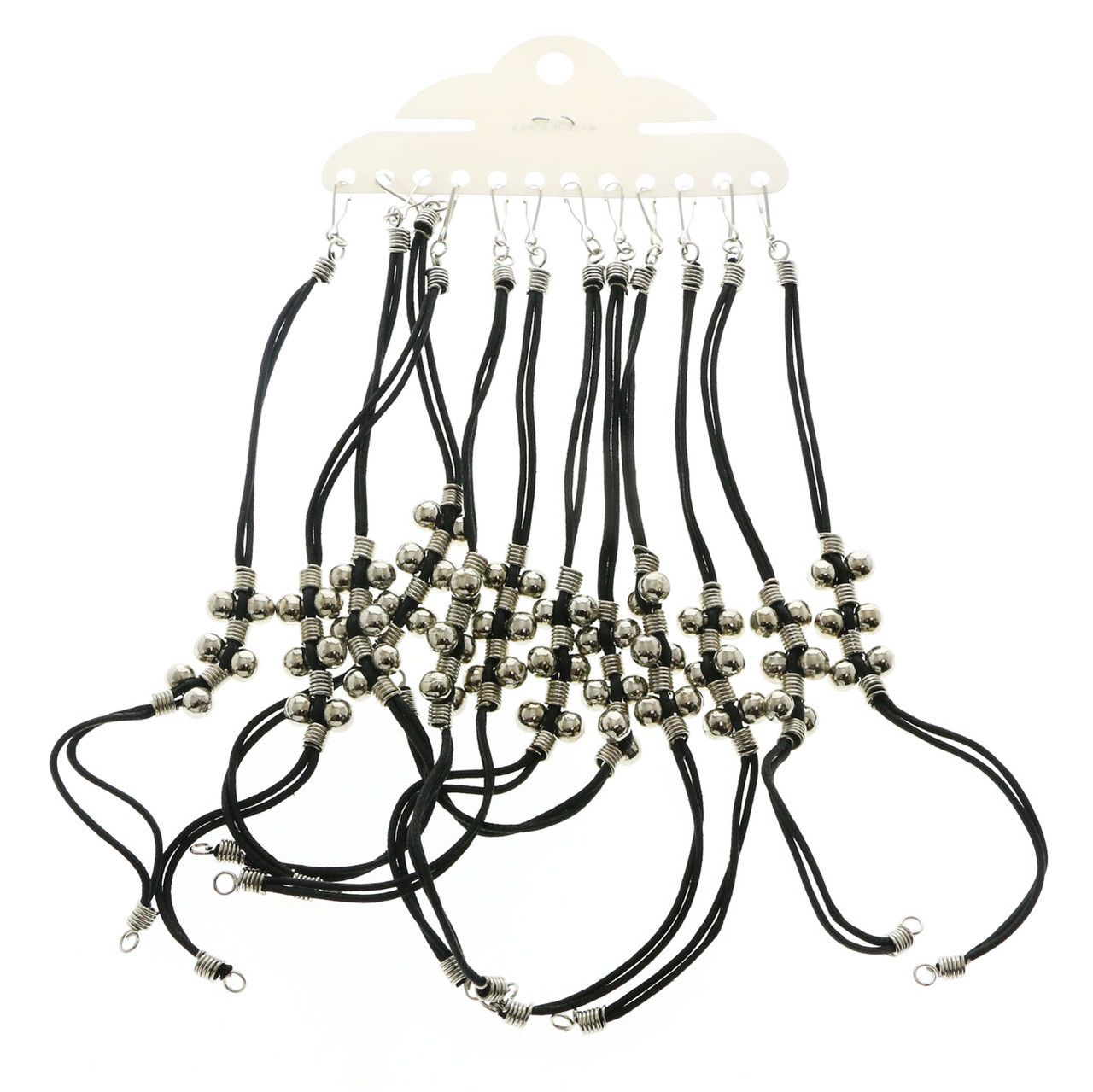 60 Wholesale Bracelet Silver Tone Cast Beads