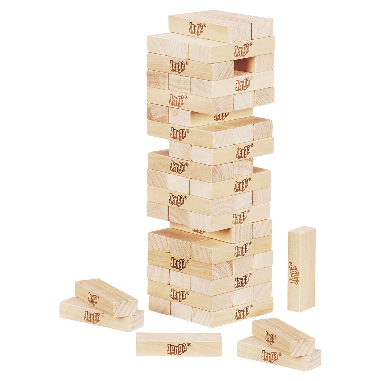 9 pieces Hasbro Jenga Classic Wood Block Stacking Game - Outdoor Recreation
