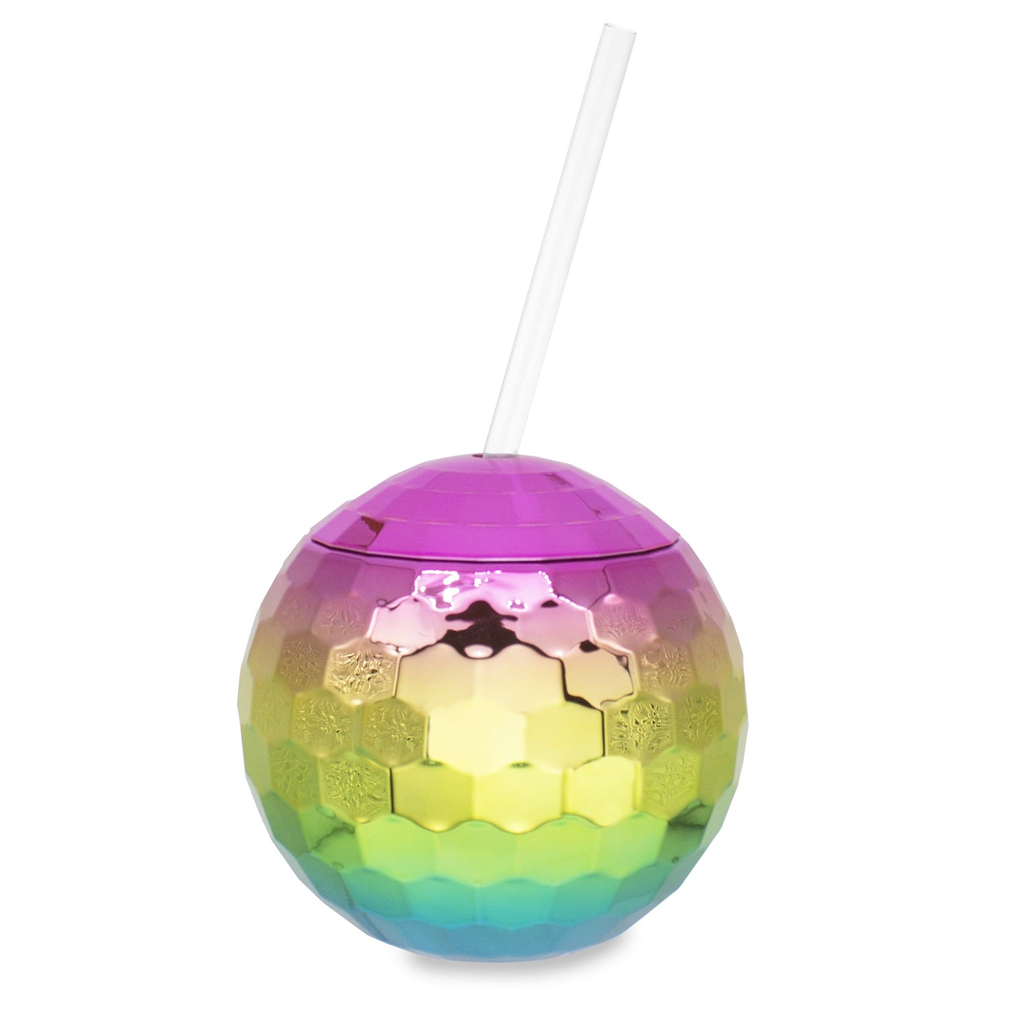 Wholesale Footwear Rainbow Disco Ball Cup With Straw