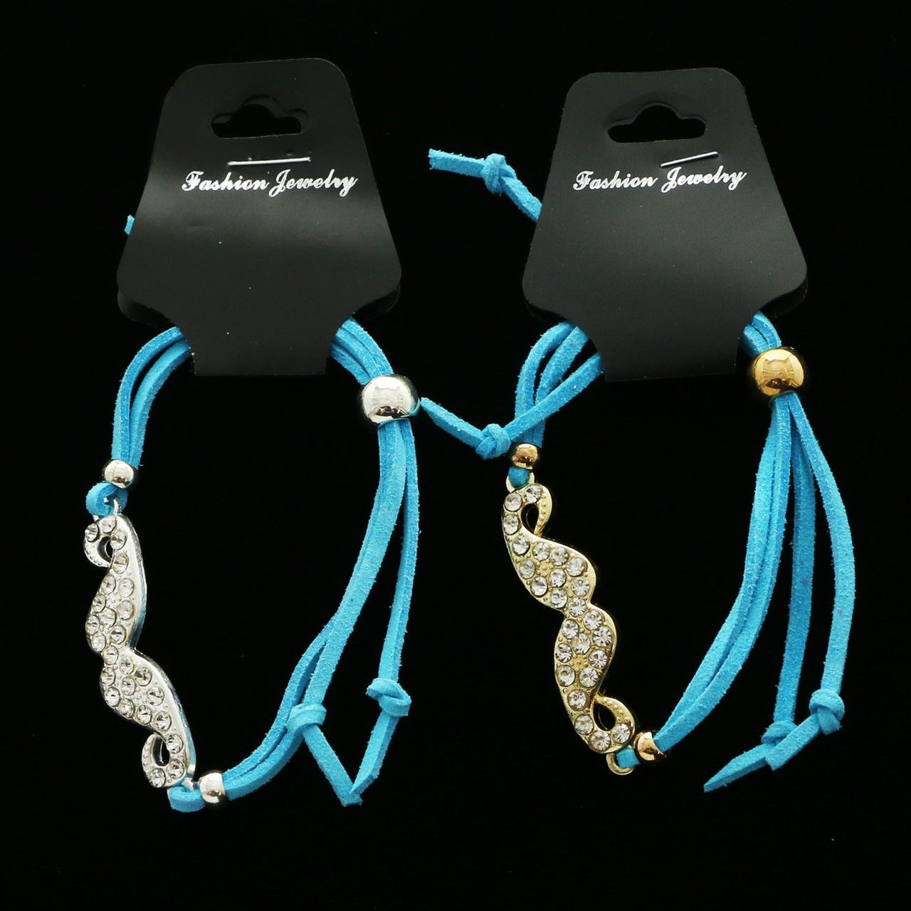 60 Wholesale Assorted Colored Rope Bracelets With Mustaches