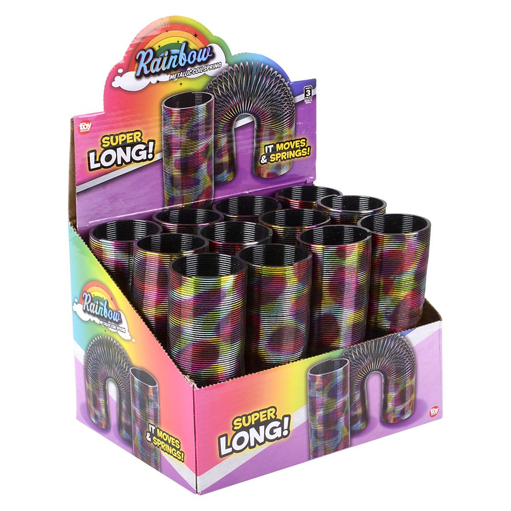 144 pieces 6" Super Long Metallic Rainbow Coil Spring - Magic & Joke Toys