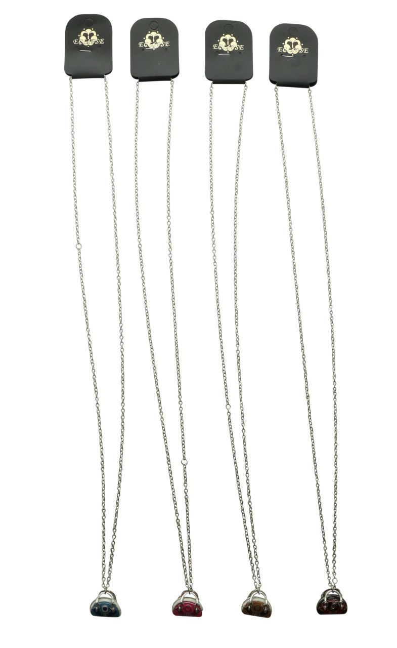 60 Wholesale Silver Tone Assorted Purse Charm Necklace