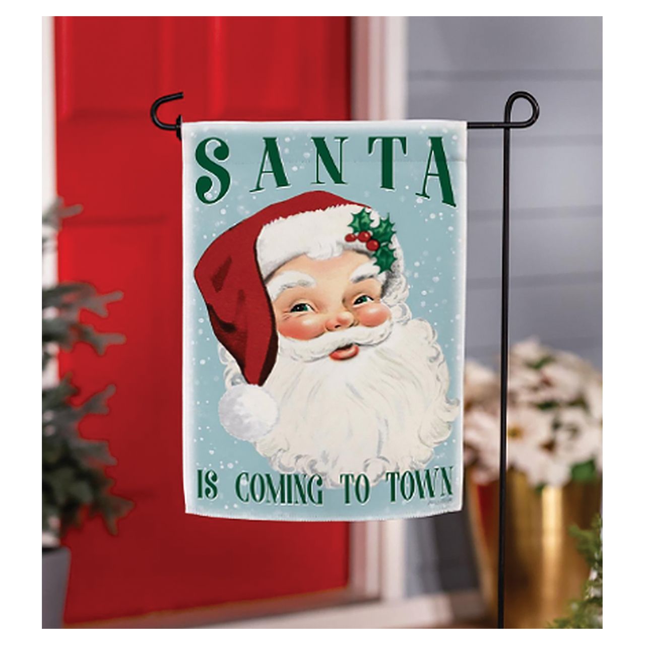 60 pieces Blue Vintage Santa Suede Garden Flag - Store