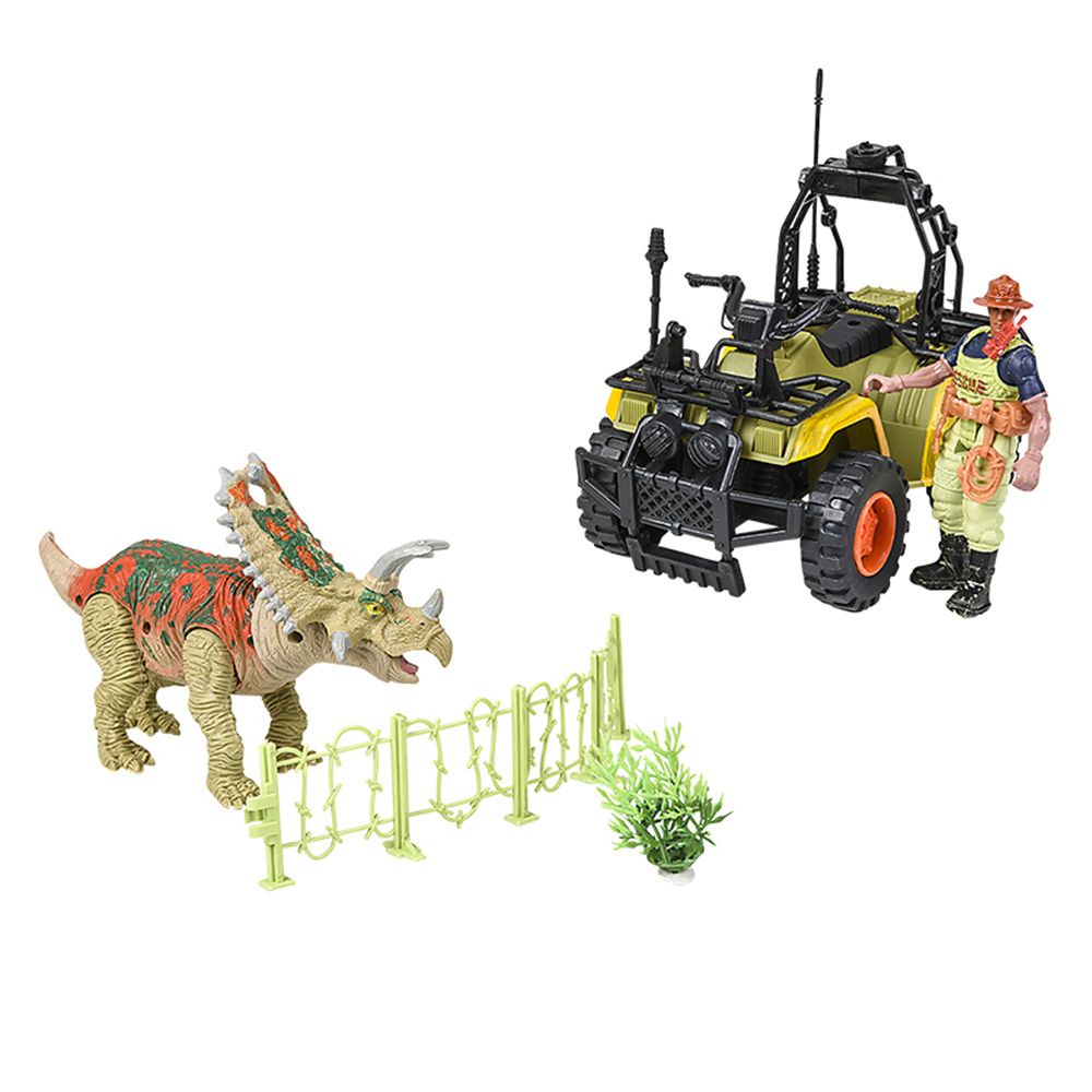 10 pieces Triceratops Adventure Set - Car, Planes, Trains & Bikes