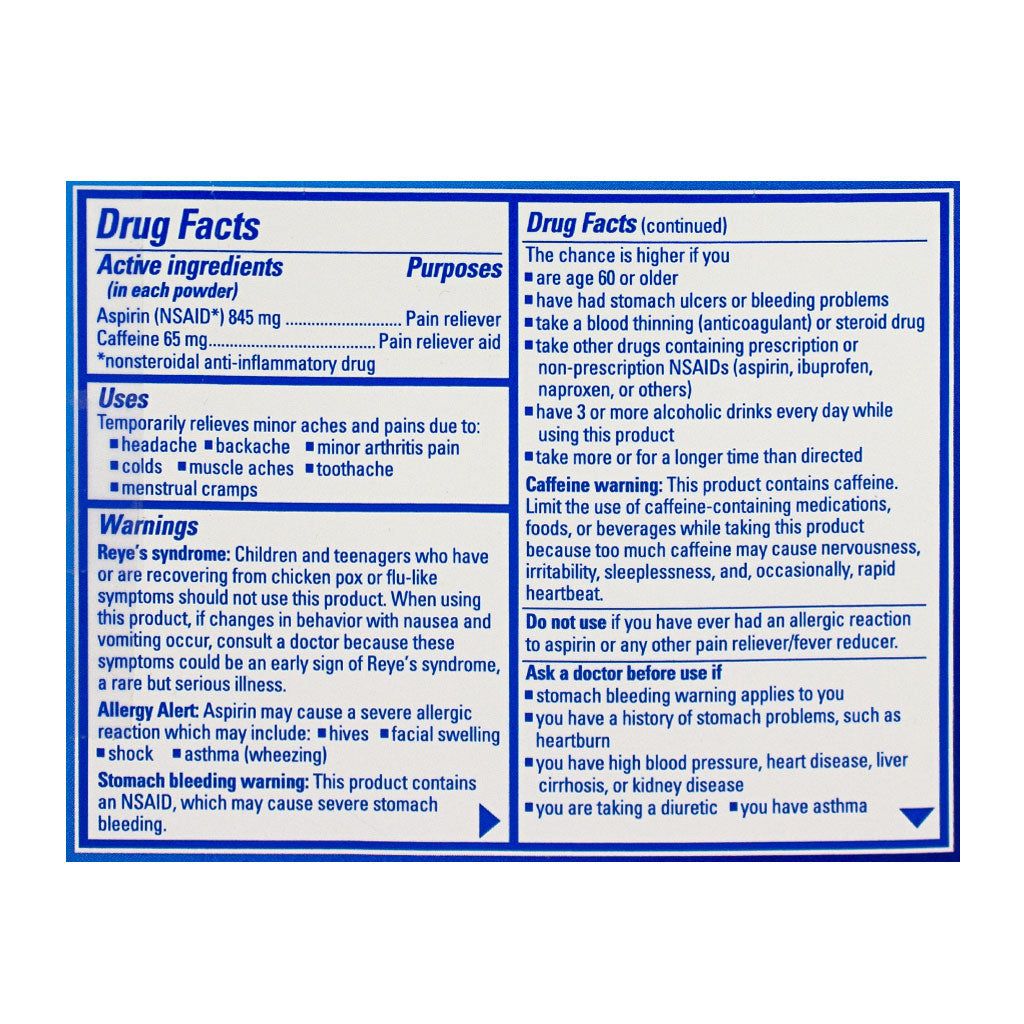 36 Pieces Aspirin Powder Pack Of 2 - Pain & Allergy Relief for Donation