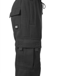 12 Pieces of Big Mens Cargo Pocket Fleece Sweatpants Charcoal