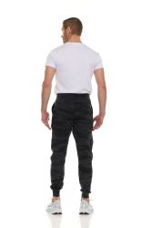 12 Wholesale Black Camo Printed Fleece Lined Jogger With 2 Side Pockets Size 2xl