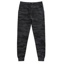12 Wholesale Black Camo Printed Fleece Lined Jogger With 2 Side Pockets Size 2xl