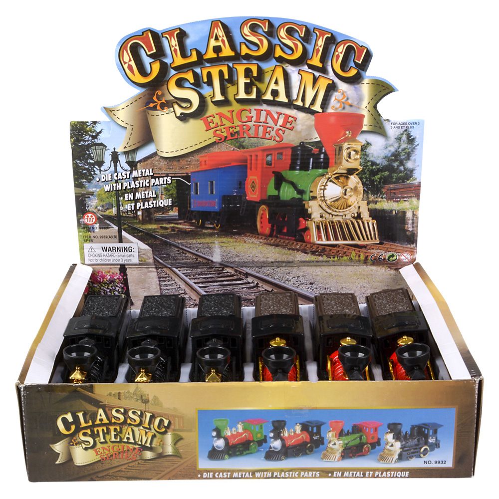 48 pieces 10" Steam Engine Locomotive DiE-Cast Pull Back 6pc/disp - Car, Planes, Trains & Bikes