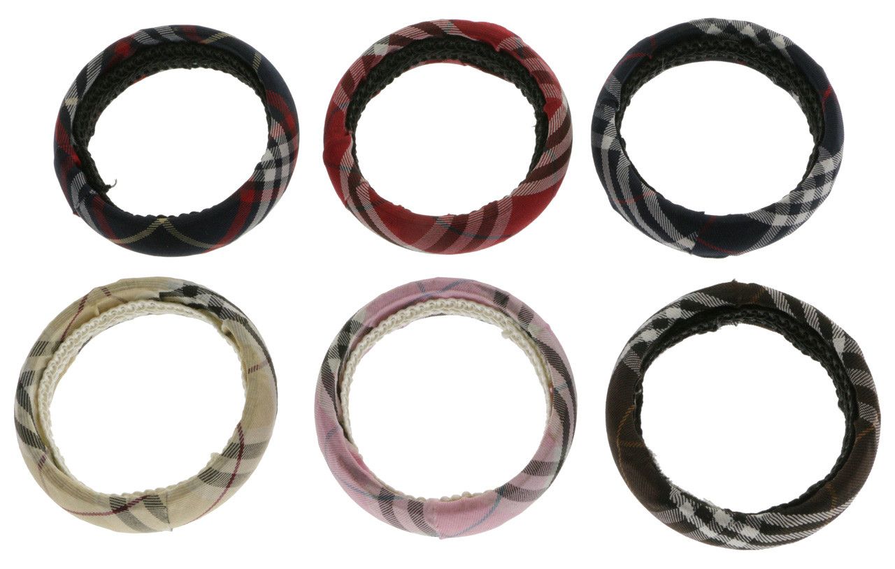 60 Wholesale Bangle Bracelet Fabric Covered Plaid Print