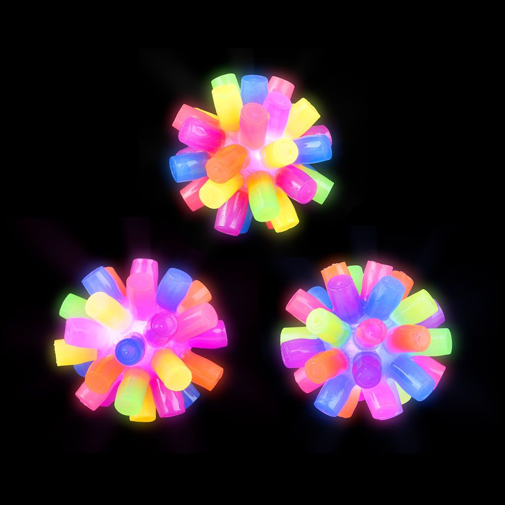 144 pieces 3" LighT-Up Rainbow Spiky Ball - Light Up Toys