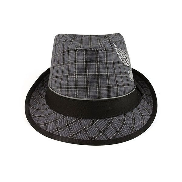 24 Pieces Plaid Fedora Hat BLK-GRY-S - Fedoras, Driver Caps & Visor