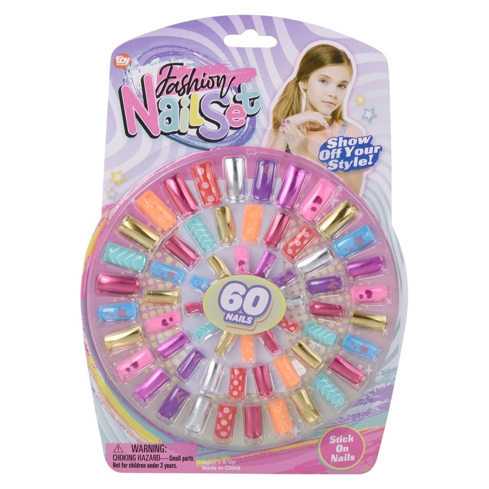 144 pieces DoublE-Sided Glossy Adhesive Nail Set 60pc - Girls Toy Sets