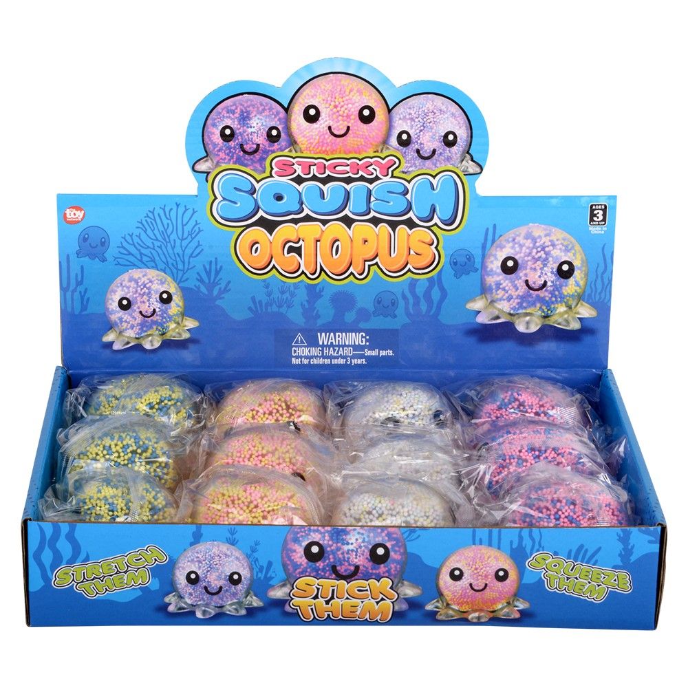 144 pieces 3" LighT-Up Squish And Stretch Beaded Octopus - Slime & Squishees