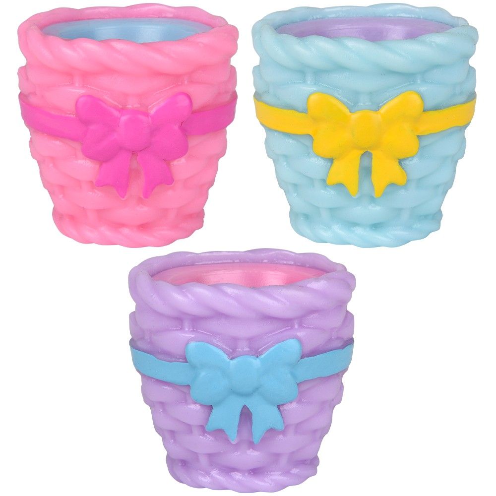 144 pieces Squeezy Pop Up Bunny In Easter Basket 3" 12/disp - Slime & Squishees