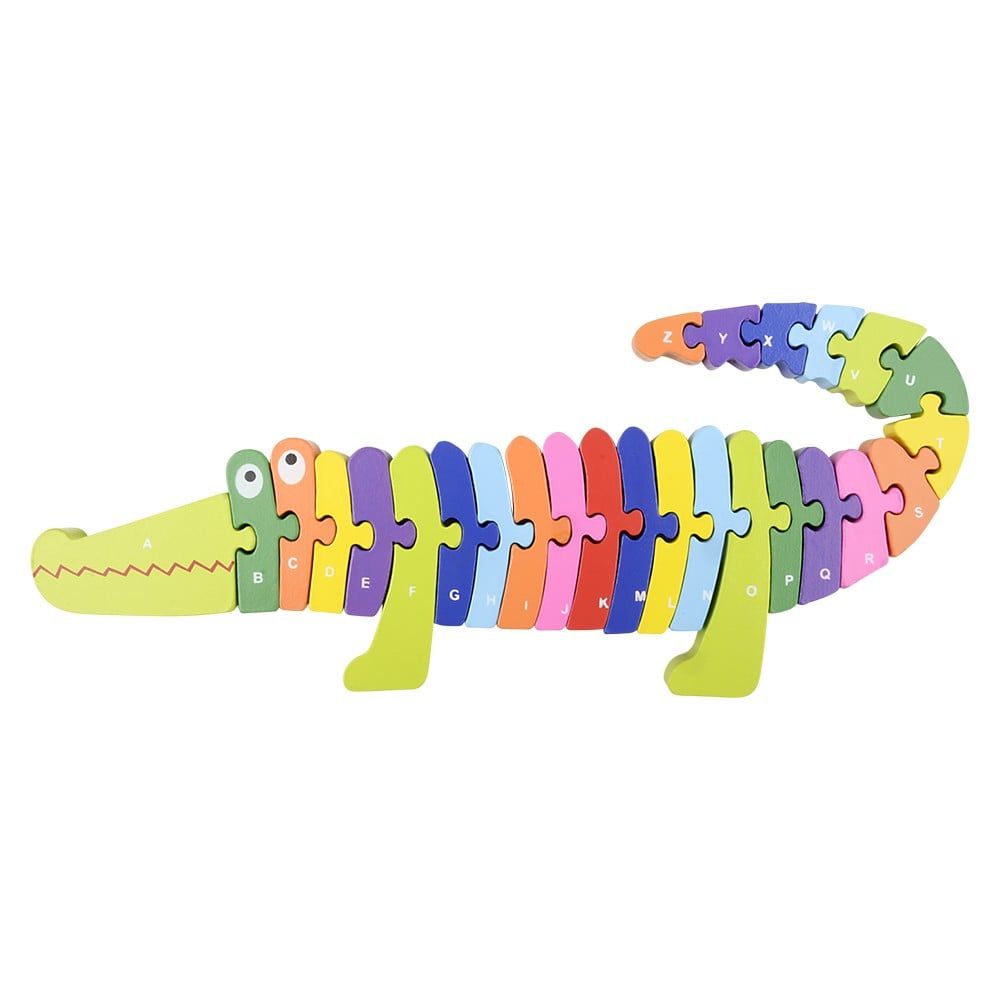 18 pieces of 13.75" X 6" Wooden Crocodile Letter Puzzle