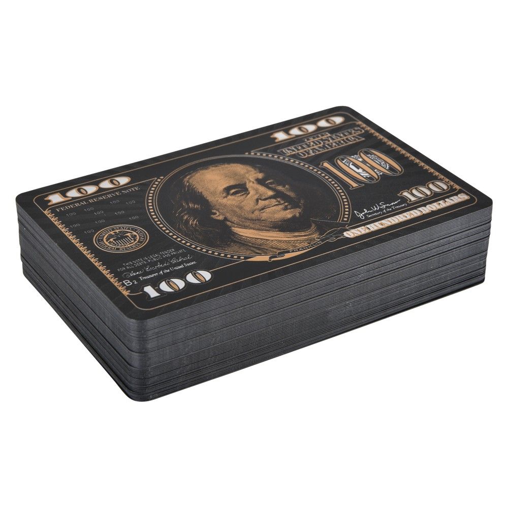 100 pieces Black Foil $100 Bill Playing Cards - Playing Cards & Dice
