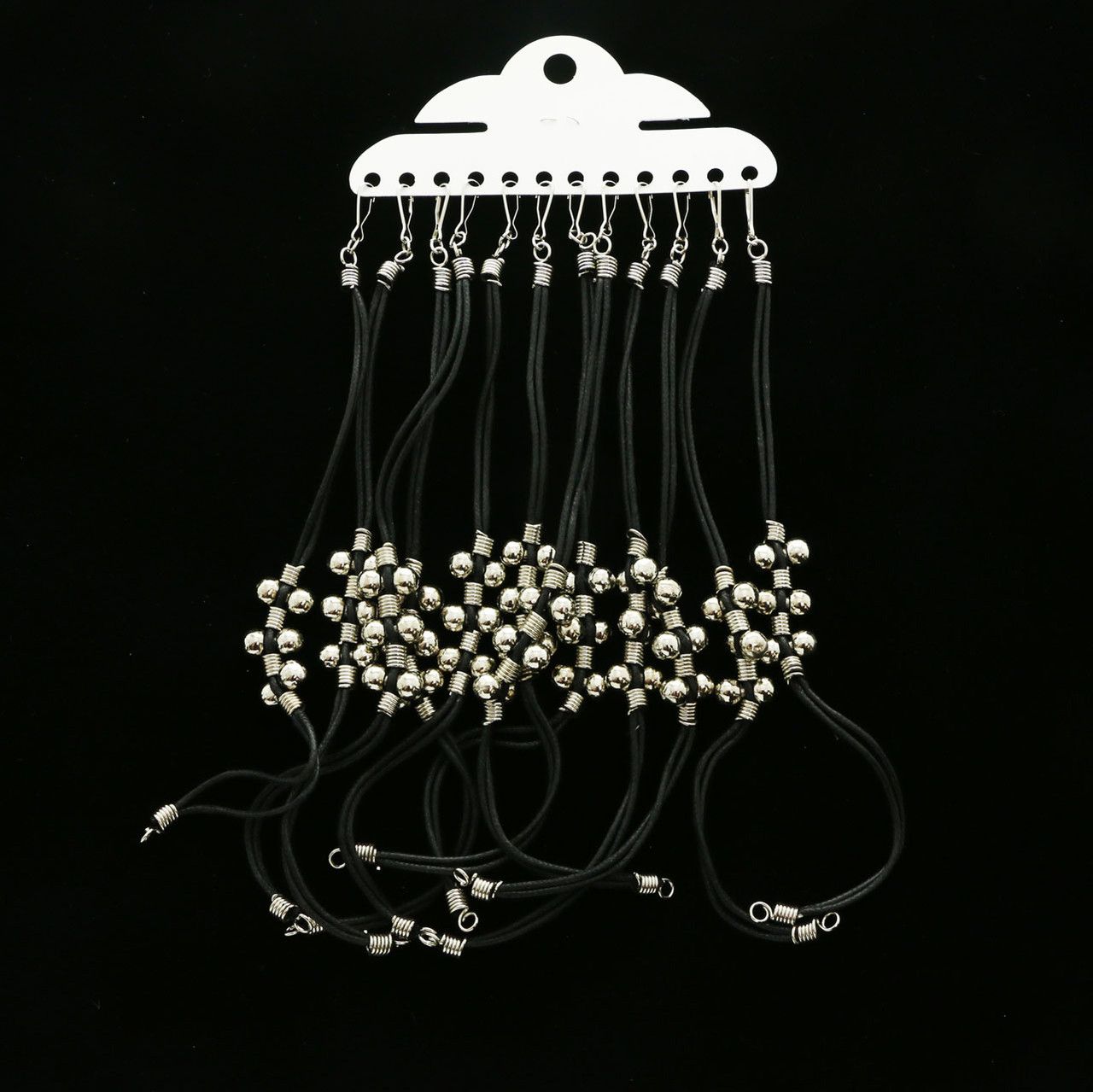 60 Wholesale Bracelet Silver Tone Cast Beads