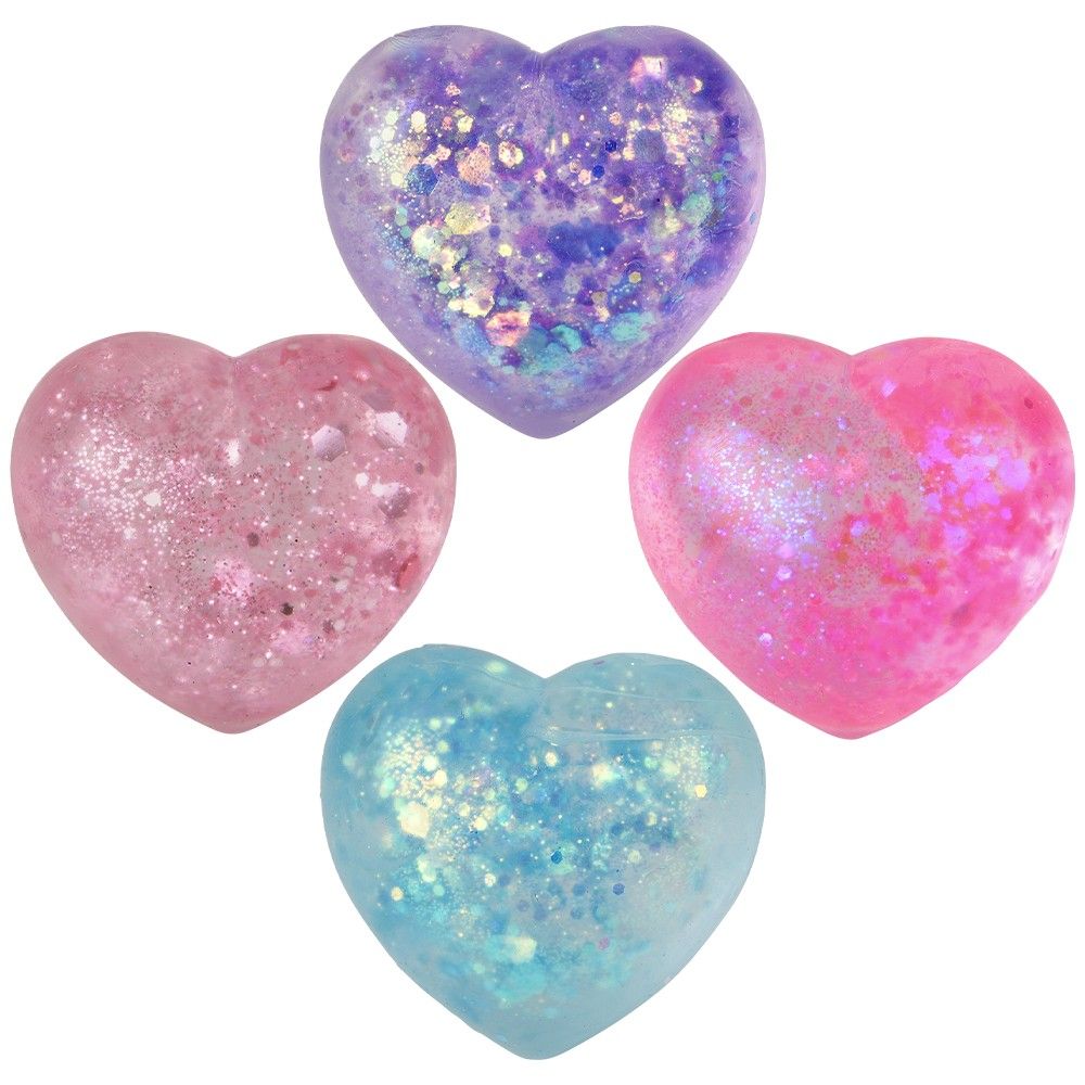 288 pieces Mini Squeezy Sparkle Sugar Heart 1.5 Inch 24 ct - Slime & Squishees