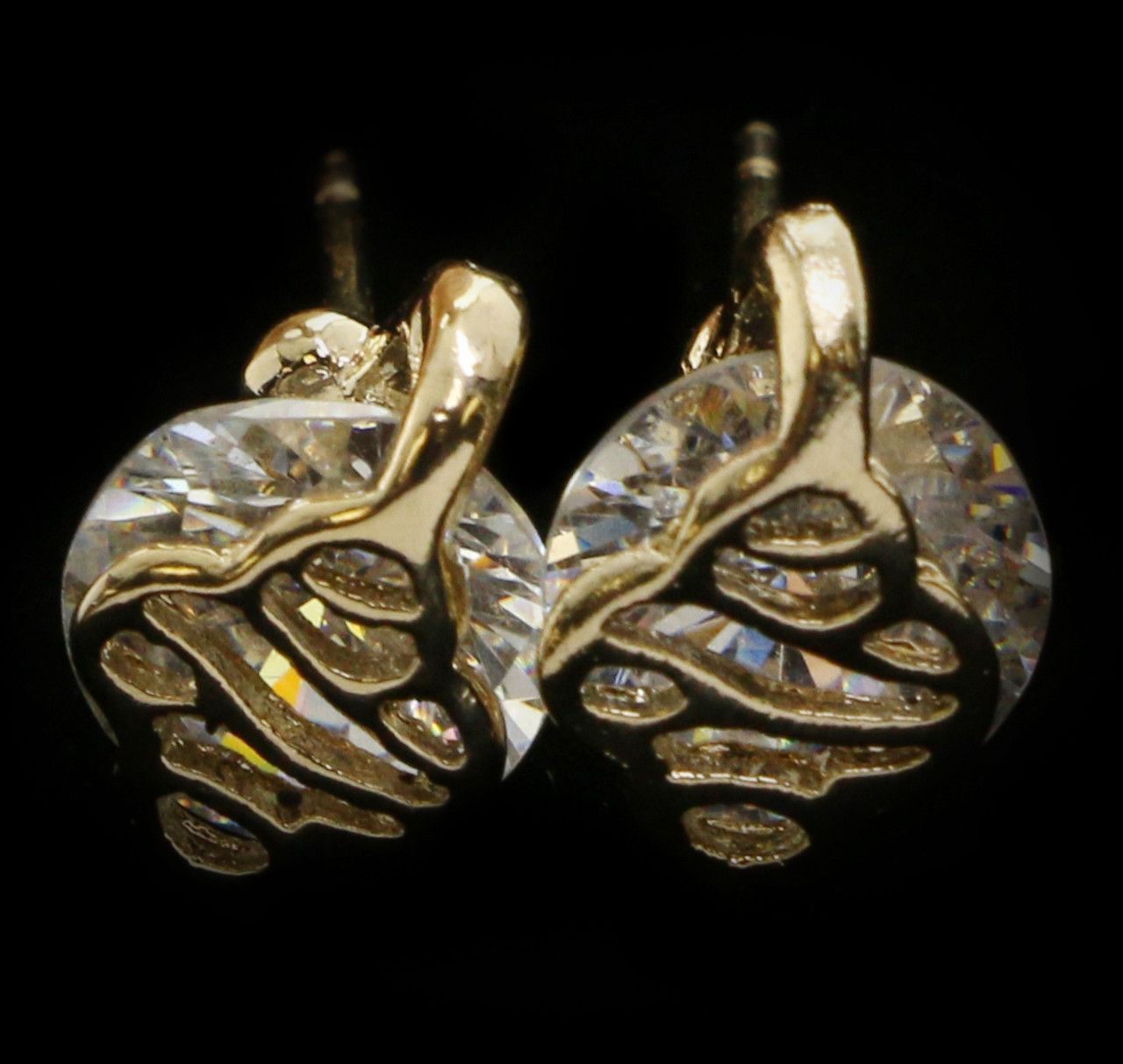 60 Wholesale Gold Tone Cubic Zirconia Stud Earrings