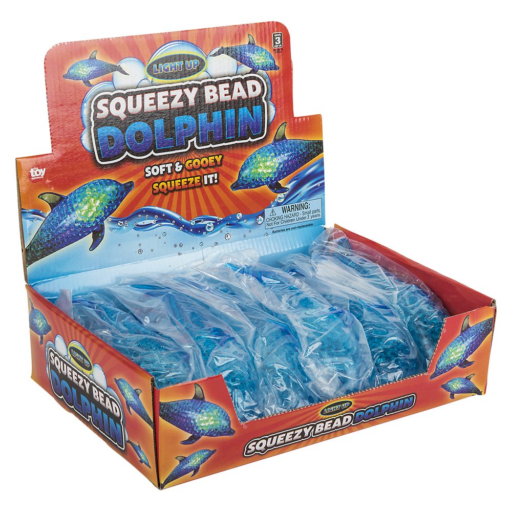72 pieces 7.5" LighT-Up Squeezy Bead Dolphin - Slime & Squishees