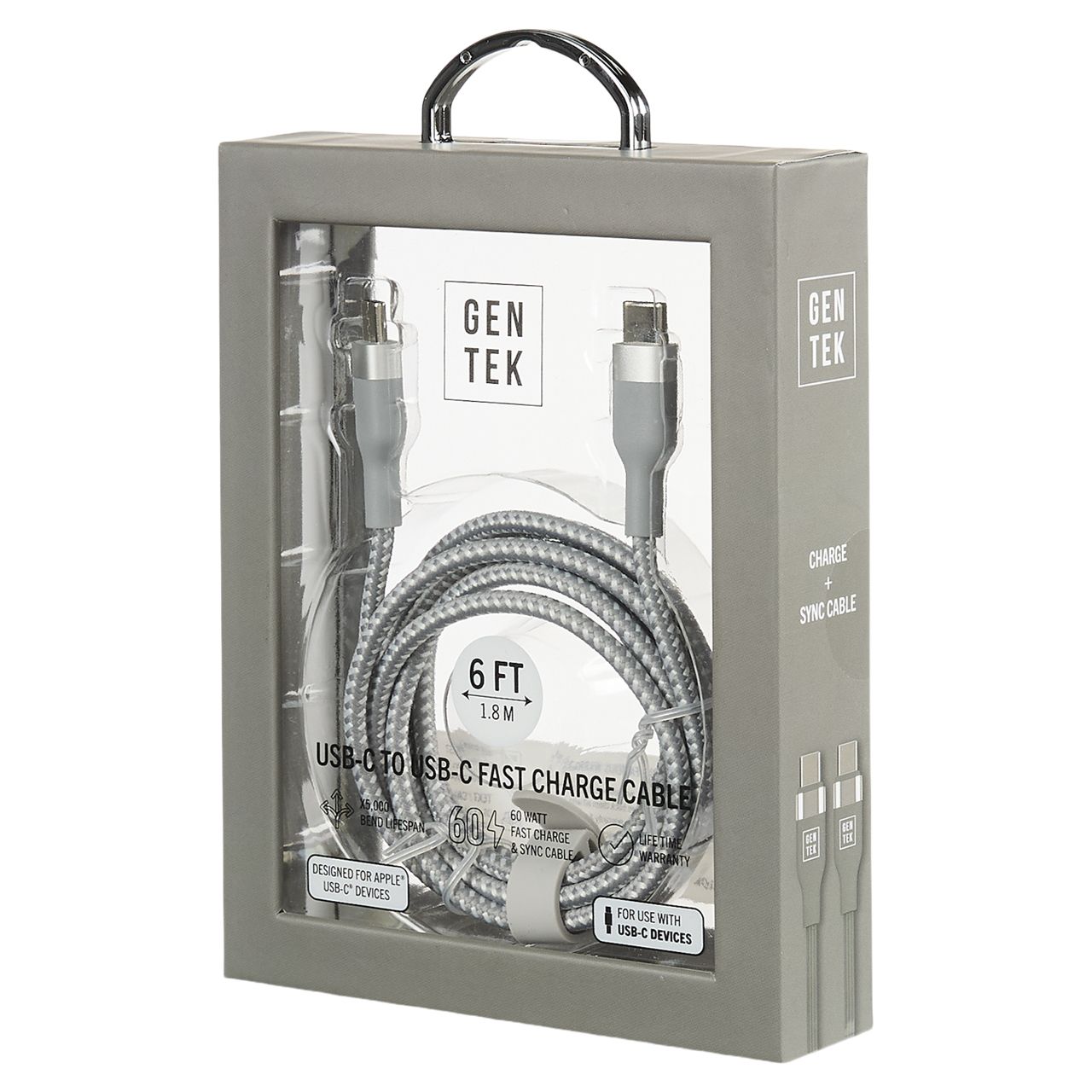 48 pieces Gen Tek 6ft 60w Usb C To Usb C Fast Charging Cable - Silver - Cable wire