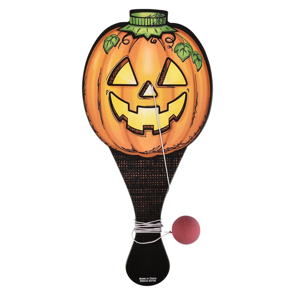 144 Wholesale Jack O Lantern Paddle Ball 10-inch