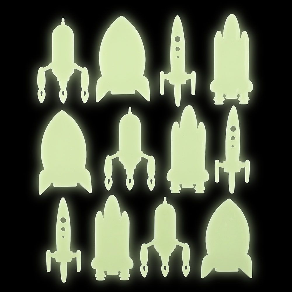 144 of Glow In Dark Space Rocket Stickers 24ct