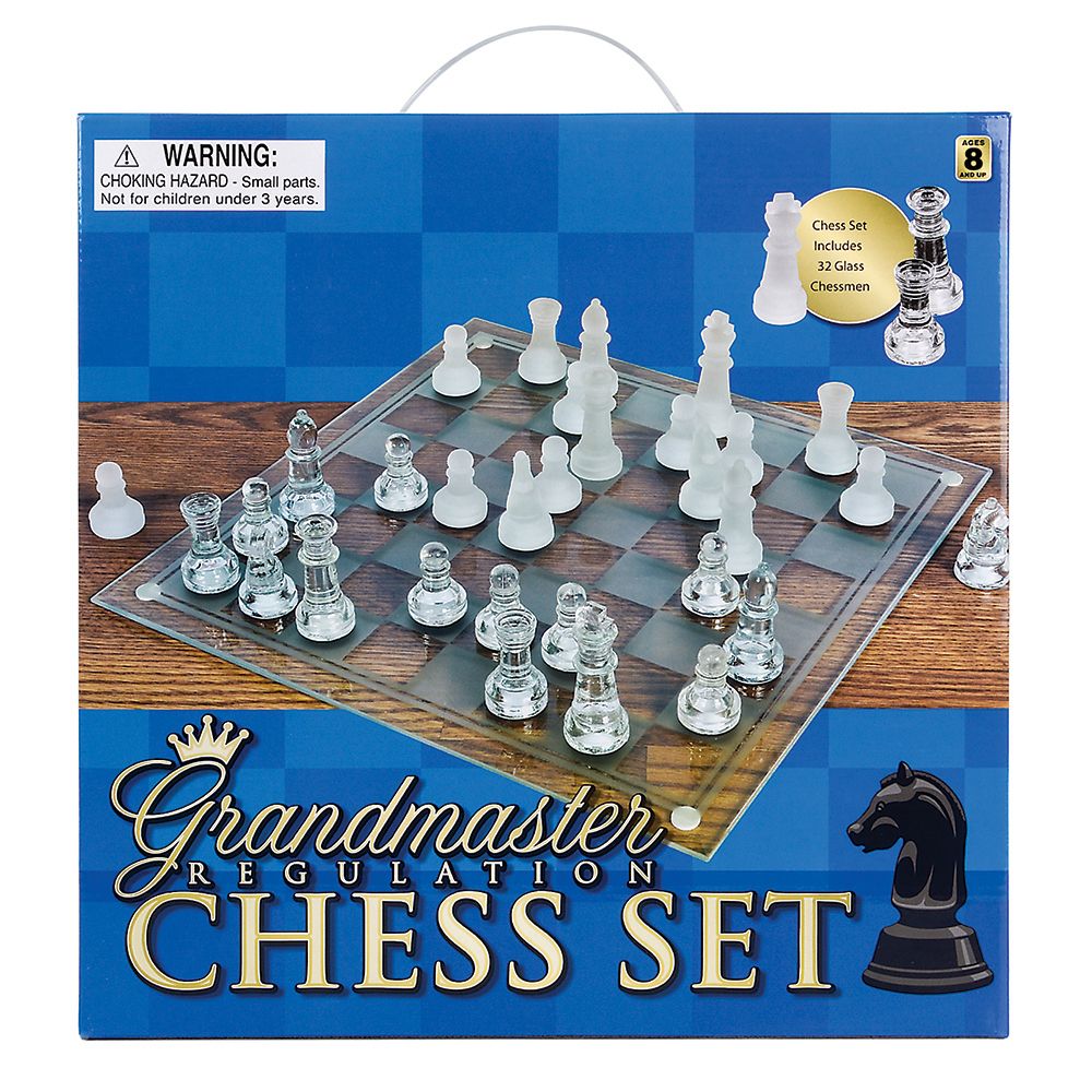 4 pieces 14" Glass Chess Set - Dominoes & Chess