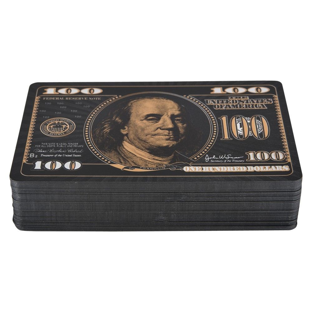 100 pieces Black Foil $100 Bill Playing Cards - Playing Cards & Dice