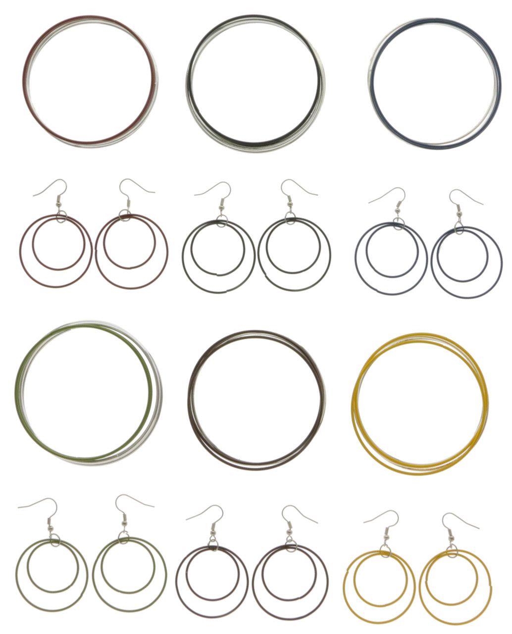 60 Wholesale Patterned Metal Bracelets With Hoop Earrings