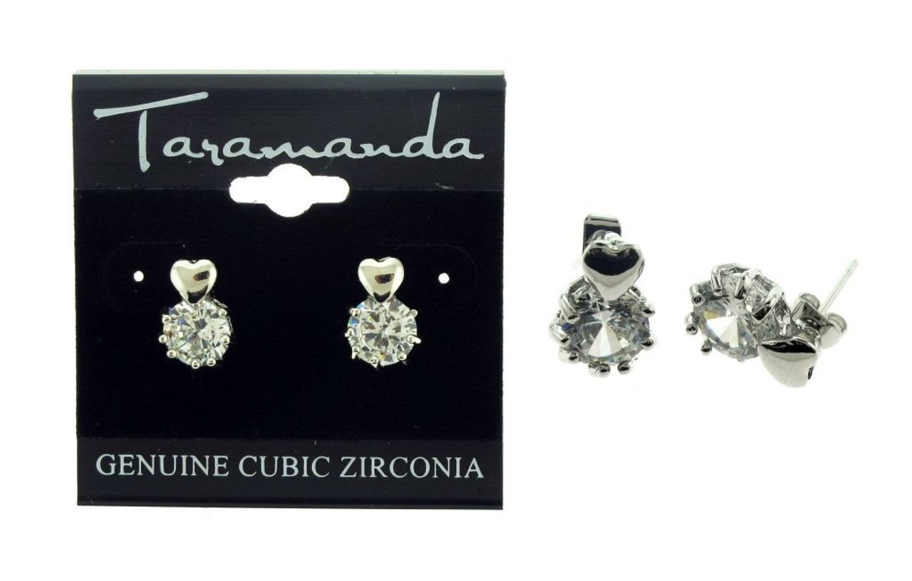 60 Wholesale Silver Tone Cubic Zirconia Stud Earrings