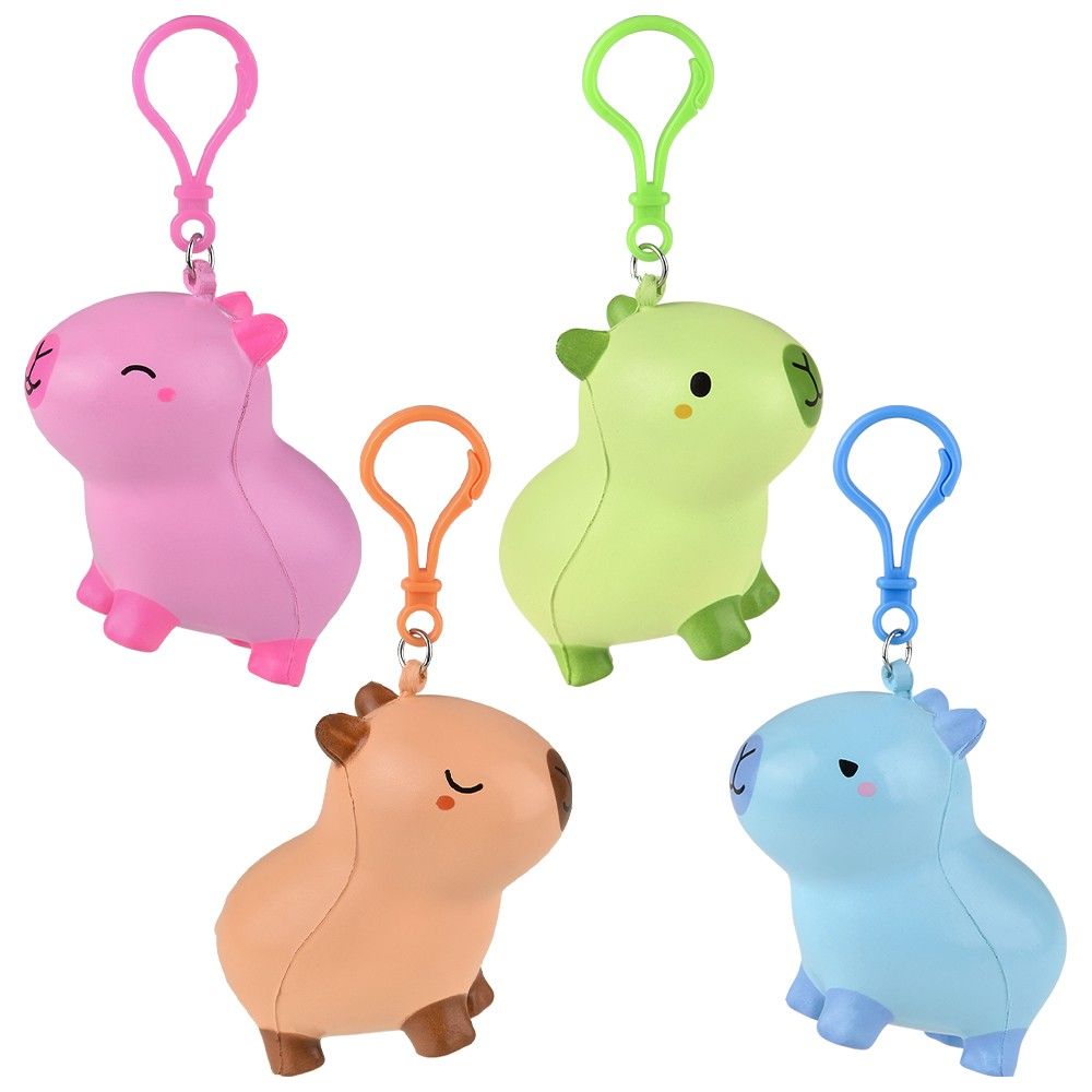144 pieces 3.25" Capybara Squish Backpack Clip - Slime & Squishees