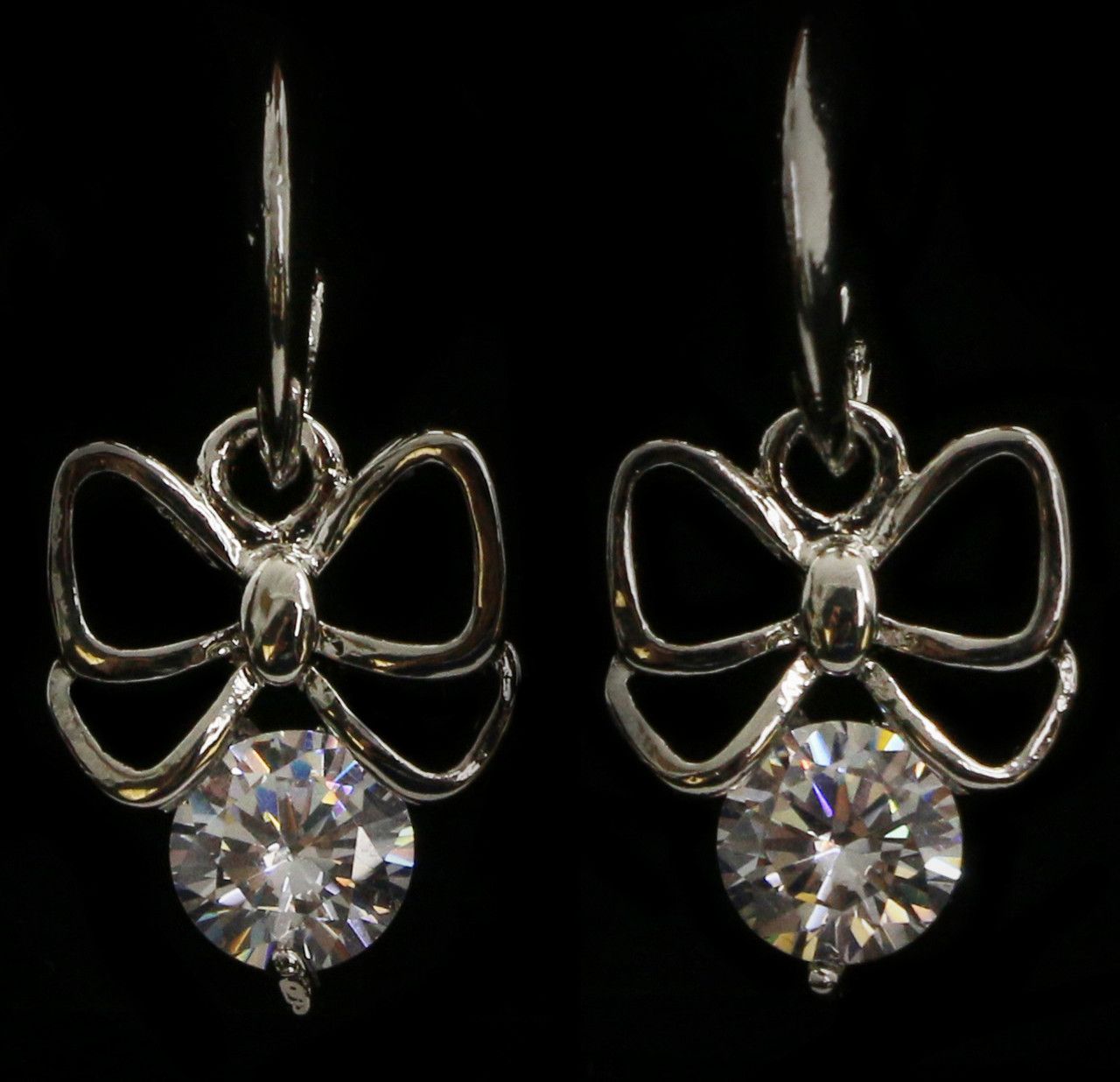 60 Wholesale Silver Tone Cubic Zirconia Dangle Earrings