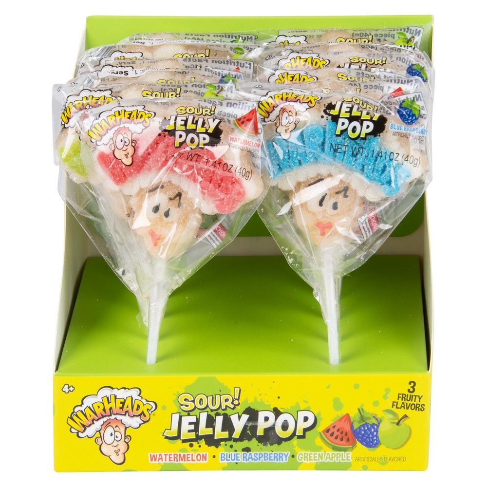 48 pieces Warheads Sour Jelly Pops - Food & Beverage