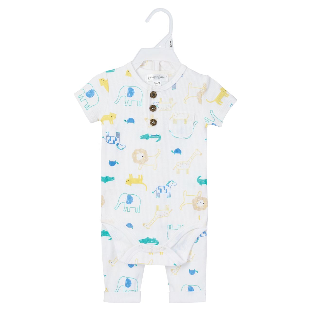 36 pieces Ribbed Cotton 3-Piece Baby Clothing Set - Animal Design - Baby Apparel