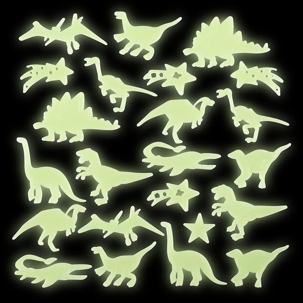 144 of Glow In Dark Dinosaur Stickers 24ct