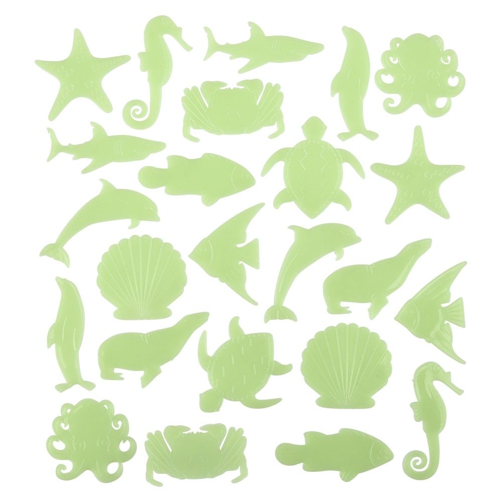 144 pieces of Glow In Dark Aquatic Stickers 24ct