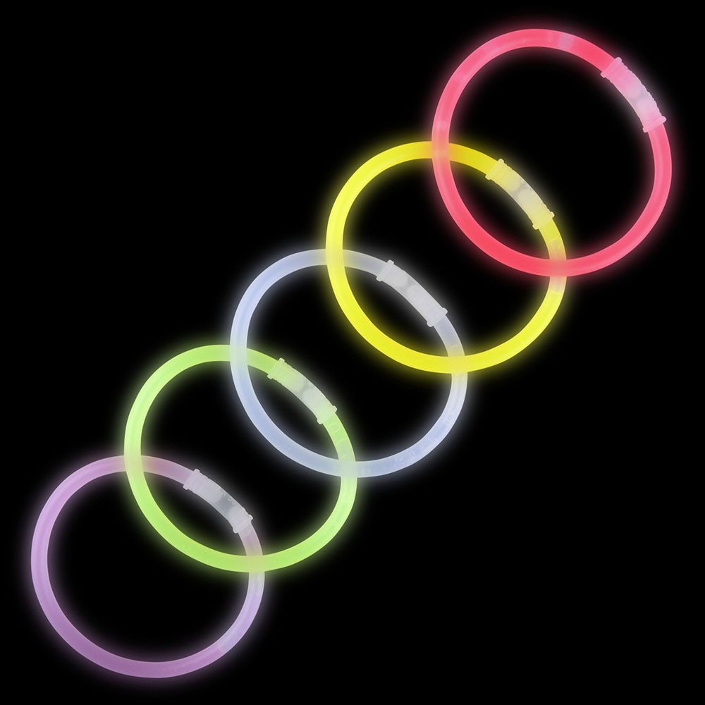 1000 pieces 8" 5mm Assorted Color Glow Bracelets - Glow in the Dark