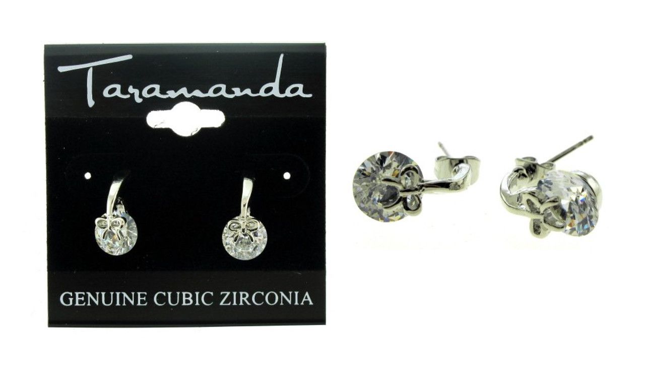 60 Wholesale Silver Tone Cubic Zirconia Stud Earrings