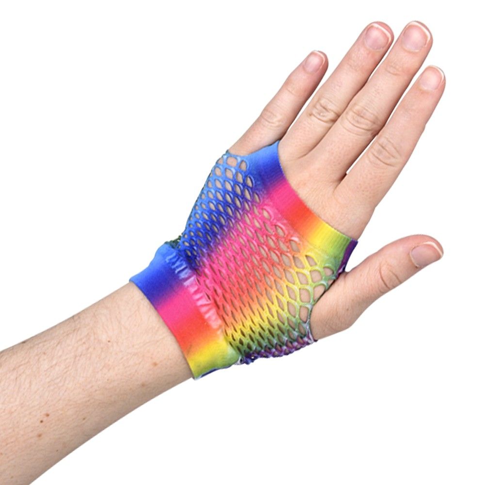 600 pieces Rainbow Fishnet Fingerless Wrist Glove - Store