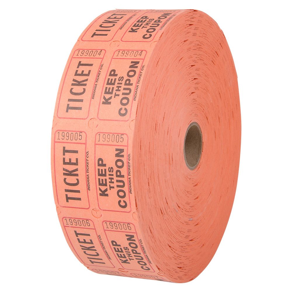 40000 pieces Double Roll Ticket Orange -2000/roll - Party Paper Goods