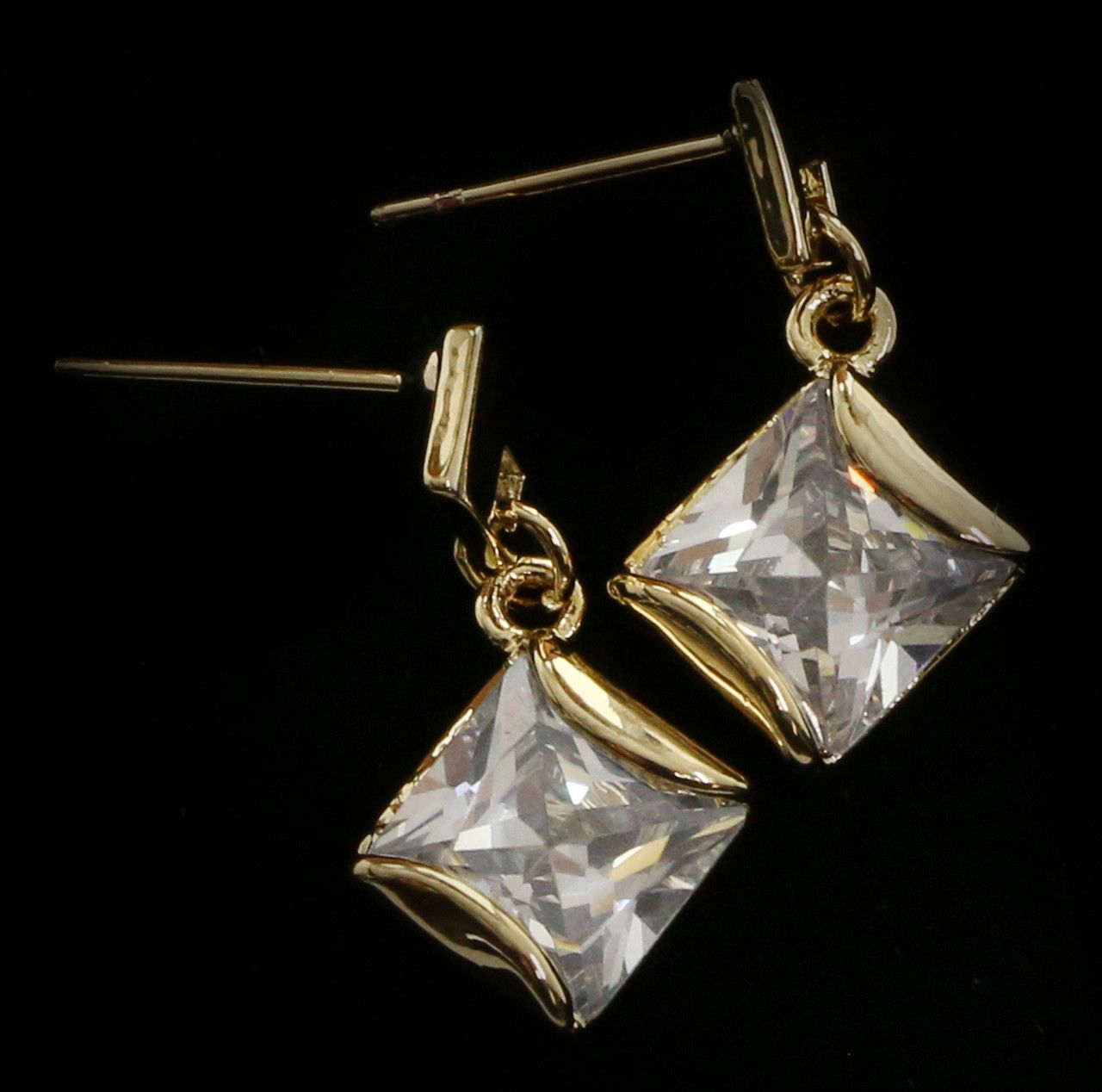 60 Wholesale Gold Tone Cubic Zirconia Dangle Earrings