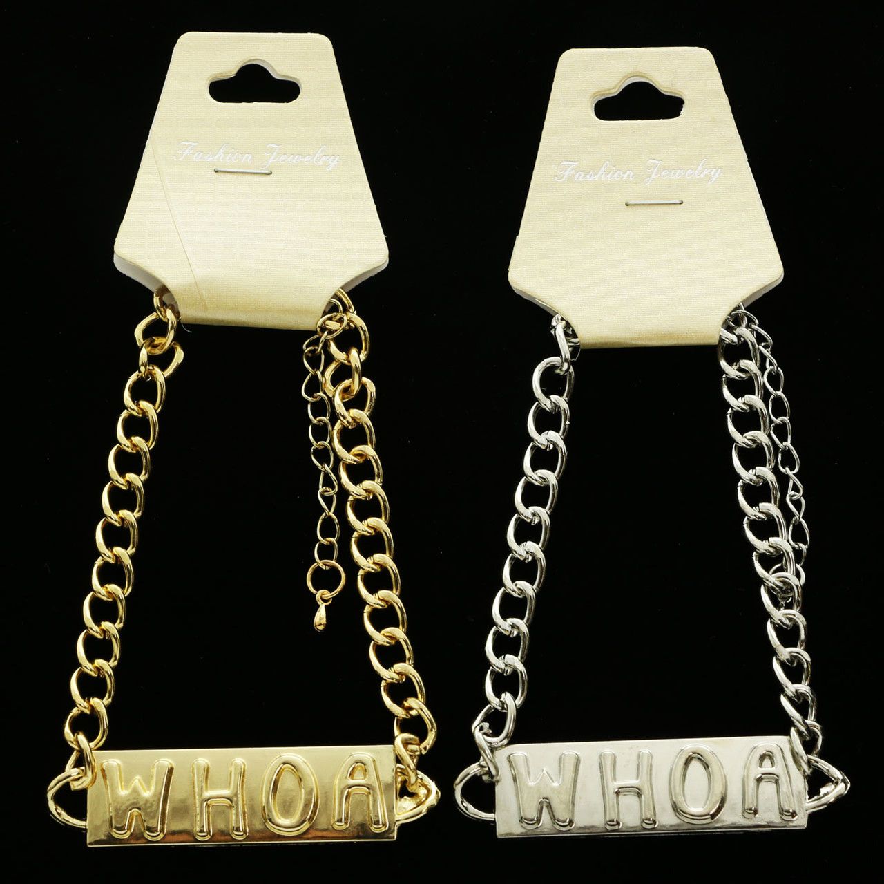 60 Wholesale Gold And Silver Tone Whoa Bracelets