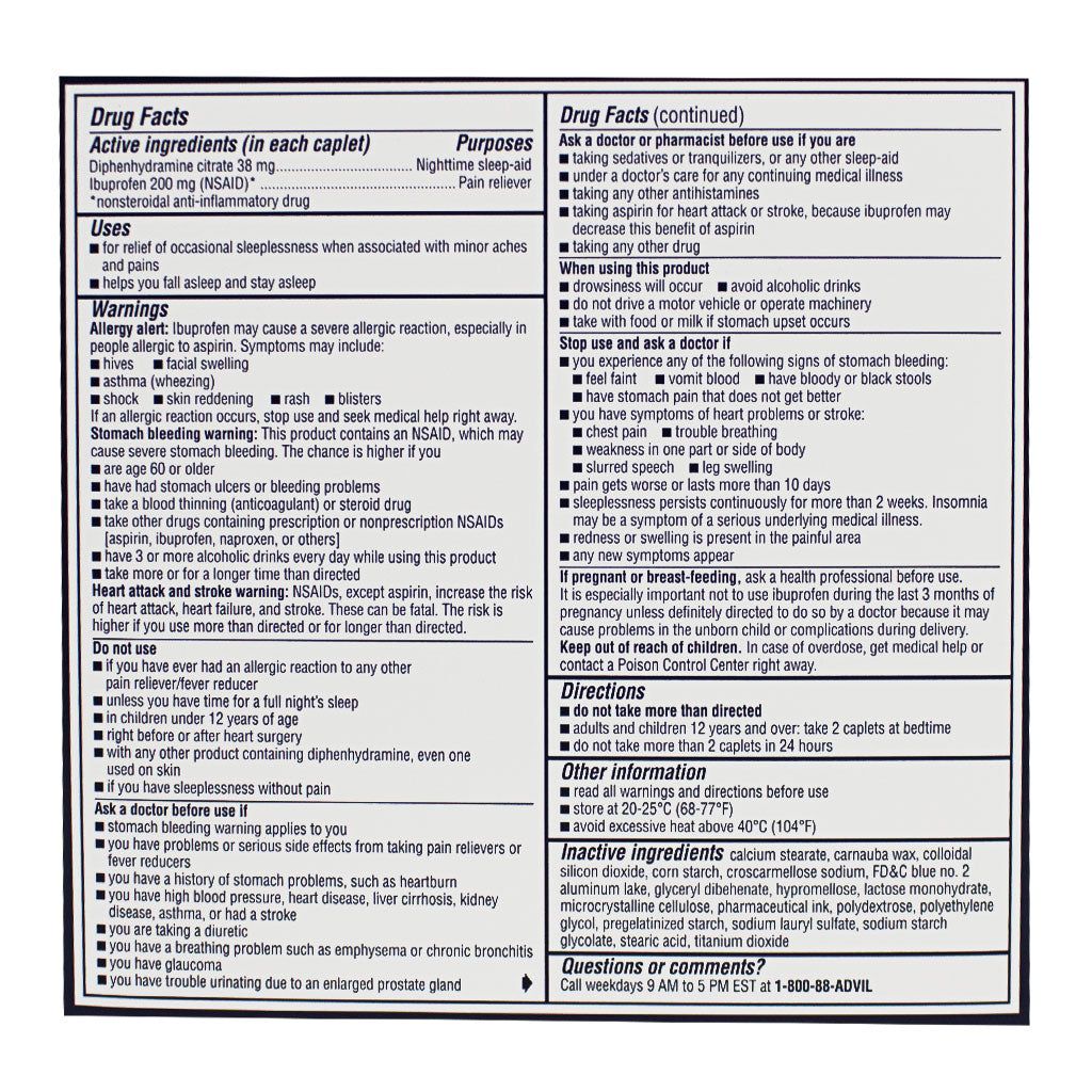50 Pieces Travel Size Ibuprofen Pm Pack Of 2 - Pain & Allergy Relief for Donation